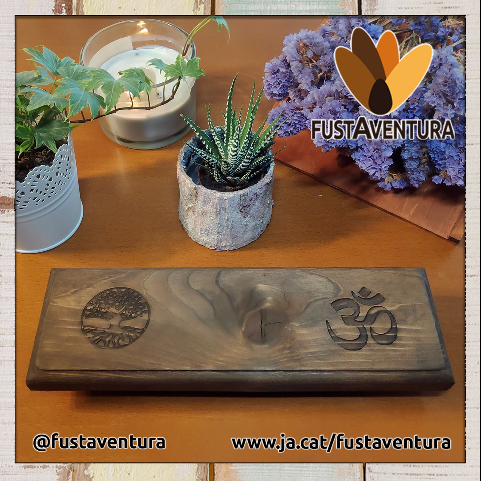 Altar de meditació amb la flor de la vida gravada
